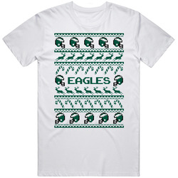 Eagles Football Ugly Christmas Sweater T Shirt - Philadelphia Eagles Team Colors Retro Graphic Unisex Cotton White Classic T Shirt