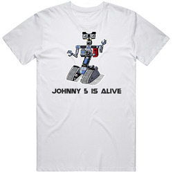 Short Circuit Johnny 5 Is Alive Robot Movie Retro Retro Graphic Unisex Cotton White Classic T Shirt