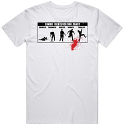 Zombie Identification Chart Crawler Shambler Walker Running Thriller Retro Graphic Unisex Cotton White Classic T Shirt