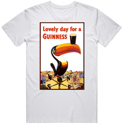 Lovely Day For A Guinness Beer Cool Retro Graphic Unisex Cotton White Classic T Shirt