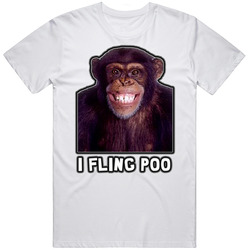 I Fling Poo Monkey funny Retro Graphic Unisex Cotton White Classic T Shirt