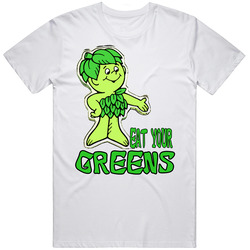 Green Giant Sprout Eat Your Greens Retro Graphic Unisex Cotton White Classic T Shirt