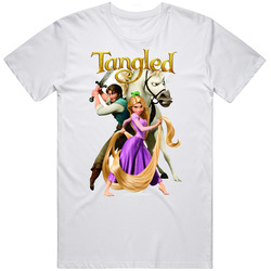 Tangled Animated Movie Rapunzel Retro Graphic Unisex Cotton White Classic T Shirt