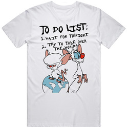 Pinky And The Brain List Retro Graphic Unisex Cotton White Classic T Shirt