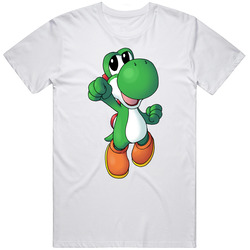 Super Mario Bros. - Yoshi - White Retro Graphic Unisex Cotton White Classic T Shirt
