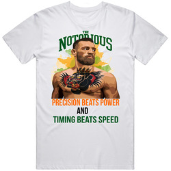 Precision Beats Power And Timing Beats Speed Connor Mcgregor Retro Graphic Unisex Cotton White Classic T Shirt