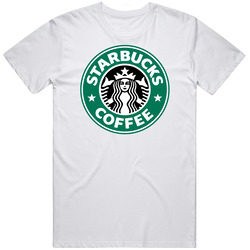 Starbucks Coffee White Men's Retro Graphic Unisex Cotton White Classic T Shirt