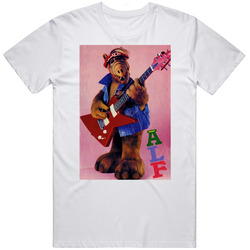 Alf Guitar Poster 80s Alien Tv Show Sitcom Fan Retro Graphic Unisex Cotton White Classic T Shirt