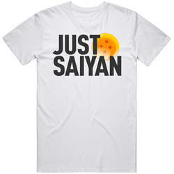Just Saiyan Black Text Retro Graphic Unisex Cotton White Classic T Shirt