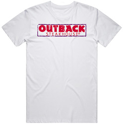 Outback Steakhouse Fast Food Restaurant Distressed Look Retro Graphic Unisex Cotton White Classic T Shirt