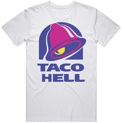 Funny Food Taco Bell Taco Hell Retro Graphic Unisex Cotton White Classic T Shirt
