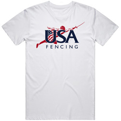 Usa Fencing American T Retro Graphic Unisex Cotton White Classic T Shirt