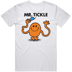 Mr Tickle Cartoon Retro Graphic Unisex Cotton White Classic T Shirt