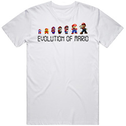 Evolution Of Mario Video Game Retro Graphic Unisex Cotton White Classic T Shirt