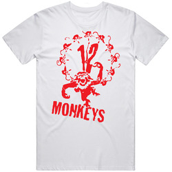 12 Monkeys Retro Graphic Unisex Cotton White Classic T Shirt