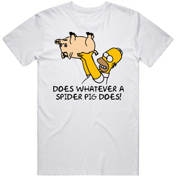 Homer And Spider Pig Cartoon Funny Retro Graphic Unisex Cotton White Classic T Shirt