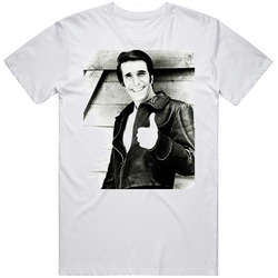 The Fonz Happy Days Thumbs Up Retro Graphic Unisex Cotton White Classic T Shirt