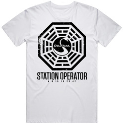 Dharma Initiative Station Operator Lost Retro Graphic Unisex Cotton White Classic T Shirt