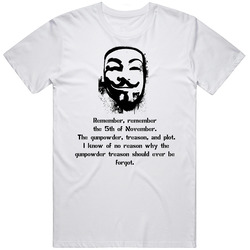 V For Vendetta Retro Graphic Unisex Cotton White Classic T Shirt