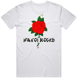 Hanoi Rocks Rose Logog Metal Band Retro Graphic Unisex Cotton White Classic T Shirt