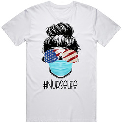 New Nurse Life Patriotic Sunglasses Retro Graphic Unisex Cotton White Classic T Shirt