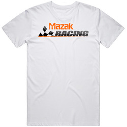 Mazak Racing Automobile Car Parts Cool Distressed Style Brand Logo Emblem Retro Graphic Unisex Cotton White Classic T Shirt