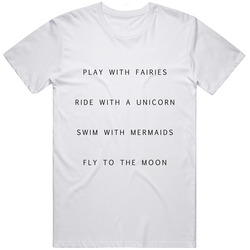 Play With Fairies  White Retro Graphic Unisex Cotton White Classic T Shirt