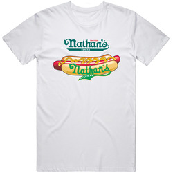 Nathans Hotdog Retro Graphic Unisex Cotton White Classic T Shirt