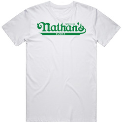 Nathans Famous Hotdogs Logo Retro Graphic Unisex Cotton White Classic T Shirt