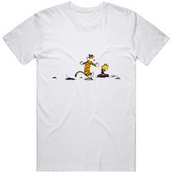 Calvin And Hobbes  7 Retro Graphic Unisex Cotton White Classic T Shirt