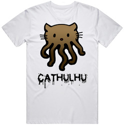 Cathulhu Funny Comic Parody Cats Cthulhu Retro Graphic Unisex Cotton White Classic T Shirt