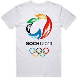 Russia Winter Olympics 2014 Retro Graphic Unisex Cotton White Classic T Shirt