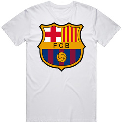 Fc Barcelona Spain Soccer Logo Retro Graphic Unisex Cotton White Classic T Shirt