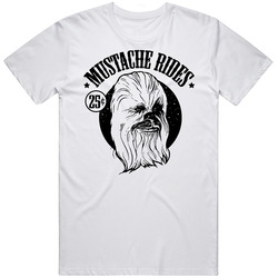 Mustache Rides Funny Chewbacca Star Wars Parody Retro Graphic Unisex Cotton White Classic T Shirt