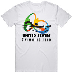 United States Swimming Team Rio 2016 Olympic Event Logo Retro Graphic Unisex Cotton White Classic T Shirt