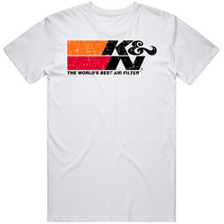 K&n Air Filters Automobile Car Truck Motorcycle Auto Parts Cool Distressed Style Brand Logo Emblem Retro Graphic Unisex Cotton White Classic T Shirt