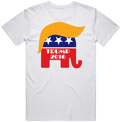 Trump 2016 Republican Elephant Hair Retro Graphic Unisex Cotton White Classic T Shirt