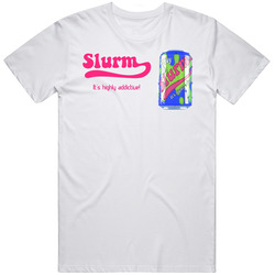 Futurama Slurm It's Highly Addictive Retro Graphic Unisex Cotton White Classic T Shirt