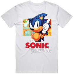 Sonic The Hedgehog Video Game Super Hero Retro Graphic Unisex Cotton White Classic T Shirt