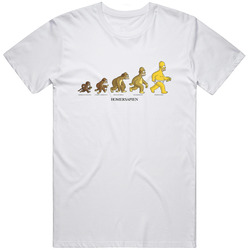 Homersapien Funny Homer Simpson Evolution Retro Graphic Unisex Cotton White Classic T Shirt