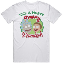 Rick And Morty Pussy Pounders Retro Graphic Unisex Cotton White Classic T Shirt