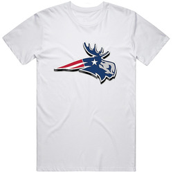 Moose New England Patriots Logo Parody 3d Quinn Ojinnaka Pats Dynasty Patriot Nation Ultimate Football Fan Retro Graphic Unisex Cotton White Classic T Shirt