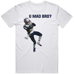 U Mad Bro Malcolm Butler Interception Super Bowl Retro Graphic Unisex Cotton White Classic T Shirt