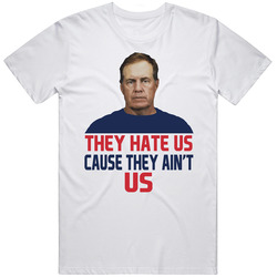 Deflate Gate They Hate Us Cause They Ain't Us Retro Graphic Unisex Cotton White Classic T Shirt