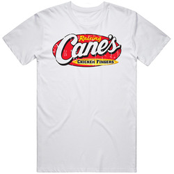 Raising Canes Chicken Fingers Fast Food Restaurant Distressed Look  Retro Graphic Unisex Cotton White Classic T Shirt