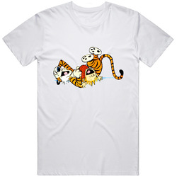 Calvin And Hobbes  5  Retro Graphic Unisex Cotton White Classic T Shirt