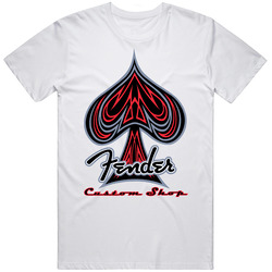 Fender Custom Shop Ace Logo  Retro Graphic Unisex Cotton White Classic T Shirt