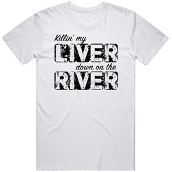 Killin My Liver - Black Font  Retro Graphic Unisex Cotton White Classic T Shirt