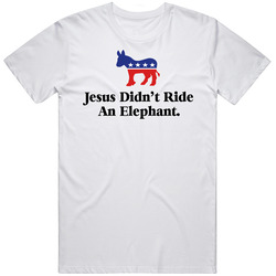 Jesus Didn't Ride An Elephant  Retro Graphic Unisex Cotton White Classic T Shirt