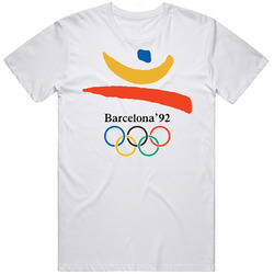 Barcelona 1992 Summer Olympics  Retro Graphic Unisex Cotton White Classic T Shirt